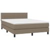 Cama Para Adultos | Cama Box Spring Colchón Y Luces Led Tela Gris Taupe 140x200 Cm Cfw600975