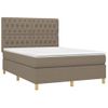 Cama Matrimonial | Cama Para Adultos | Cama Box Spring Colchón Y Luces Led Tela Gris Taupe 140x200 Cm Cfw710945