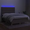 Cama Matrimonial | Cama Para Adultos | Cama Box Spring Colchón Y Luces Led Tela Gris Taupe 140x200 Cm Cfw710945