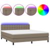 Cama Matrimonial | Cama Para Adultos | Cama Box Spring Colchón Y Luces Led Tela Gris Taupe 180x200 Cm Cfw135903