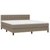 Cama Matrimonial | Cama Para Adultos | Cama Box Spring Colchón Y Luces Led Tela Gris Taupe 180x200 Cm Cfw135903