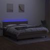 Cama Matrimonial | Cama Para Adultos | Cama Box Spring Colchón Y Luces Led Tela Gris Taupe 180x200 Cm Cfw135903