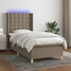 Cama Para Adultos | Cama Box Spring Colchón Y Luces Led Tela Gris Taupe 90x200 Cm Cfw487294