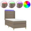 Cama Para Adultos | Cama Box Spring Colchón Y Luces Led Tela Gris Taupe 90x200 Cm Cfw487294