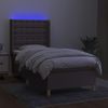 Cama Para Adultos | Cama Box Spring Colchón Y Luces Led Tela Gris Taupe 90x200 Cm Cfw487294