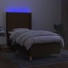 Cama Para Adultos | Cama Box Spring Colchón Y Luces Led Tela Marrón Oscuro 80x200cm Cfw973718