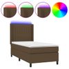 Cama Para Adultos | Cama Box Spring Colchón Y Luces Led Tela Marrón Oscuro 90x200cm Cfw477573