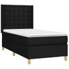 Cama Individual | Cama Box Spring | Cama Para Adultos Colchón Y Luces Led Tela Negro 100x200 Cm Cfw924128