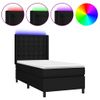 Cama Individual | Cama Box Spring | Cama Para Adultos Colchón Y Luces Led Tela Negro 100x200 Cm Cfw771678