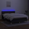 Cama Matrimonial | Cama Para Adultos | Cama Box Spring Colchón Y Luces Led Tela Negro 140x190 Cm Cfw613162