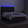 Cama Matrimonial | Cama Para Adultos | Cama Box Spring Colchón Y Luces Led Tela Negro 140x190 Cm Cfw235403