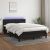 Cama Doble | Cama Box Spring | Cama Para Adultos Colchón Y Luces Led Tela Negro 140x190 Cm Cfw832264