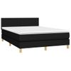 Cama Doble | Cama Box Spring | Cama Para Adultos Colchón Y Luces Led Tela Negro 140x190 Cm Cfw385992