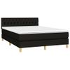 Cama Doble | Cama Box Spring | Cama Para Adultos Colchón Y Luces Led Tela Negro 140x190 Cm Cfw276766