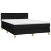 Cama Matrimonial | Cama Para Adultos | Cama Box Spring Colchón Y Luces Led Tela Negro 140x190 Cm Cfw663961