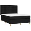 Cama Matrimonial | Cama Para Adultos | Cama Box Spring Colchón Y Luces Led Tela Negro 140x190 Cm Cfw305194