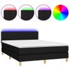 Cama Doble | Cama Box Spring | Cama Para Adultos Colchón Y Luces Led Tela Negro 140x200 Cm Cfw340751