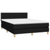 Cama Doble | Cama Box Spring | Cama Para Adultos Colchón Y Luces Led Tela Negro 140x200 Cm Cfw340751