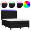 Cama Doble | Cama Box Spring | Cama Para Adultos Colchón Y Luces Led Tela Negro 140x200 Cm Cfw245808