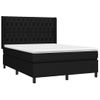 Cama Doble | Cama Box Spring | Cama Para Adultos Colchón Y Luces Led Tela Negro 140x200 Cm Cfw245808