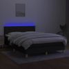 Cama Doble | Cama Box Spring | Cama Para Adultos Colchón Y Luces Led Tela Negro 140x200 Cm Cfw730038