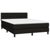 Cama Doble | Cama Box Spring | Cama Para Adultos Colchón Y Luces Led Tela Negro 140x200 Cm Cfw873040