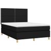 Cama Matrimonial | Cama Para Adultos | Cama Box Spring Colchón Y Luces Led Tela Negro 140x200 Cm Cfw153209