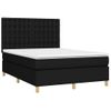 Cama Matrimonial | Cama Para Adultos | Cama Box Spring Colchón Y Luces Led Tela Negro 140x200 Cm Cfw118424