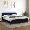 Cama Para Adultos | Cama Box Spring Colchón Y Luces Led Tela Negro 160x200 Cm Cfw339511