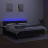 Cama Para Adultos | Cama Box Spring Colchón Y Luces Led Tela Negro 160x200 Cm Cfw339511