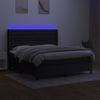 Cama Doble | Cama Box Spring | Cama Para Adultos Colchón Y Luces Led Tela Negro 160x200 Cm Cfw581770