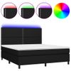 Cama Para Adultos | Cama Box Spring Colchón Y Luces Led Tela Negro 160x200 Cm Cfw101438