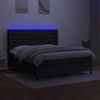 Cama Matrimonial | Cama Para Adultos | Cama Box Spring Colchón Y Luces Led Tela Negro 160x200 Cm Cfw876620