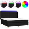 Cama Doble | Cama Box Spring | Cama Para Adultos Colchón Y Luces Led Tela Negro 180x200 Cm Cfw664606