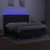 Cama Doble | Cama Box Spring | Cama Para Adultos Colchón Y Luces Led Tela Negro 180x200 Cm Cfw664606