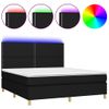 Cama Matrimonial | Cama Para Adultos | Cama Box Spring Colchón Y Luces Led Tela Negro 180x200 Cm Cfw242363