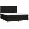 Cama Matrimonial | Cama Para Adultos | Cama Box Spring Colchón Y Luces Led Tela Negro 180x200 Cm Cfw231144