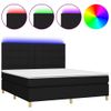 Cama Doble | Cama Box Spring | Cama Para Adultos Colchón Y Luces Led Tela Negro 180x200 Cm Cfw519027