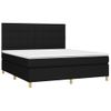 Cama Doble | Cama Box Spring | Cama Para Adultos Colchón Y Luces Led Tela Negro 180x200 Cm Cfw519027