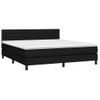 Cama Matrimonial | Cama Para Adultos | Cama Box Spring Colchón Y Luces Led Tela Negro 180x200 Cm Cfw206957