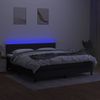 Cama Matrimonial | Cama Para Adultos | Cama Box Spring Colchón Y Luces Led Tela Negro 180x200 Cm Cfw206957