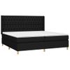 Cama Doble | Cama Box Spring | Cama Para Adultos Colchón Y Luces Led Tela Negro 200x200 Cm Cfw584067