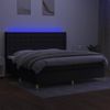 Cama Doble | Cama Box Spring | Cama Para Adultos Colchón Y Luces Led Tela Negro 200x200 Cm Cfw877092