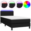 Cama Para Adultos | Cama Box Spring Colchón Y Luces Led Tela Negro 80x200 Cm Cfw185397