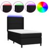 Cama Para Adultos | Cama Box Spring Colchón Y Luces Led Tela Negro 80x200 Cm Cfw171384