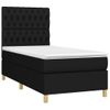 Cama Individual | Cama Box Spring | Cama Para Adultos Colchón Y Luces Led Tela Negro 90x190 Cm Cfw431353