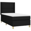 Cama Individual | Cama Para Adultos | Cama Box Spring Colchón Y Luces Led Tela Negro 90x190 Cm Cfw438054