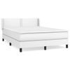 Cama Matrimonial | Cama Para Adultos | Cama Box Spring Con Colchón Cuero Sintético Blanco 140x190 Cm Cfw360763