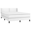 Cama Matrimonial | Cama Para Adultos | Cama Box Spring Con Colchón Cuero Sintético Blanco 140x190 Cm Cfw360763