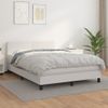 Cama Doble | Cama Box Spring | Cama Para Adultos Con Colchón Cuero Sintético Blanco 140x190 Cm Cfw659464